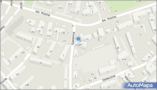 Białystok, św. Rocha, 13/15l, mapa Białegostoku