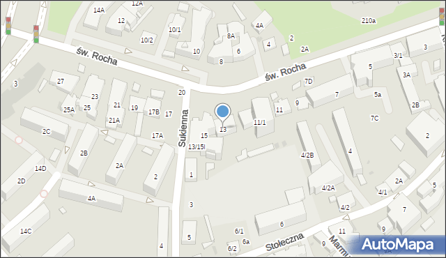 Białystok, św. Rocha, 13, mapa Białegostoku