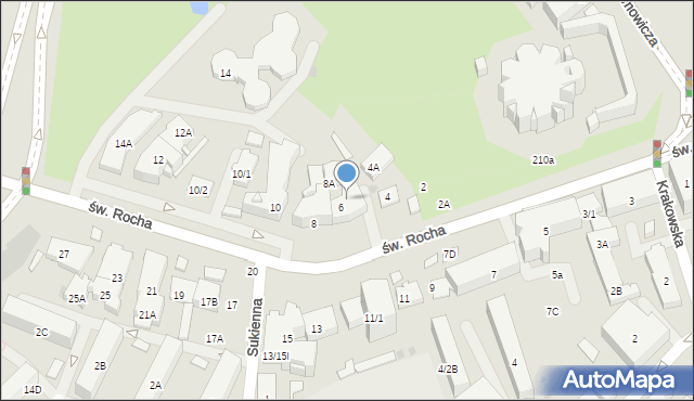 Białystok, św. Rocha, 6/8, mapa Białegostoku