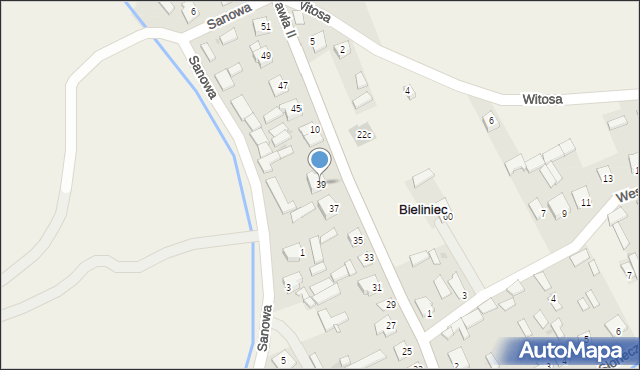 Bieliniec, św. Jana Pawła II, 39, mapa Bieliniec