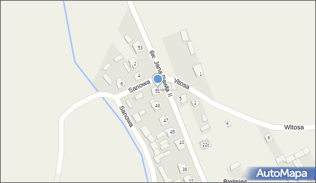 Bieliniec, św. Jana Pawła II, 51, mapa Bieliniec