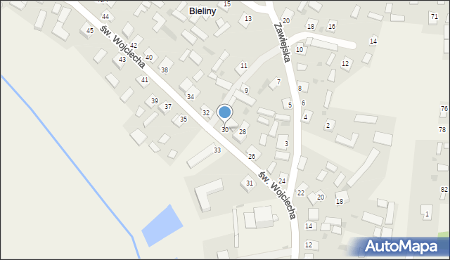 Bieliny, św. Wojciecha, 30, mapa Bieliny