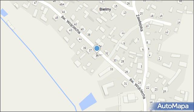 Bieliny, św. Wojciecha, 35, mapa Bieliny