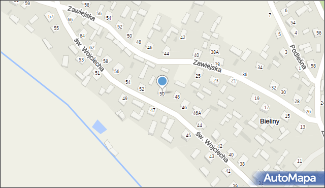 Bieliny, św. Wojciecha, 50, mapa Bieliny