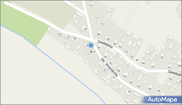 Bieliny, św. Wojciecha, 55, mapa Bieliny