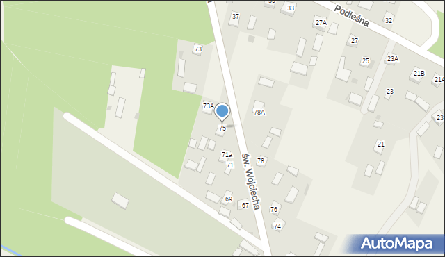Bieliny, św. Wojciecha, 75, mapa Bieliny