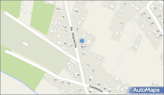 Bieliny, św. Wojciecha, 76, mapa Bieliny