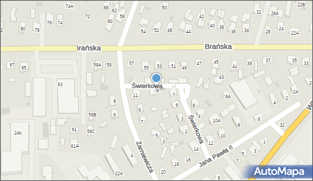 Bielsk Podlaski, Świerkowa, 7a, mapa Bielsk Podlaski