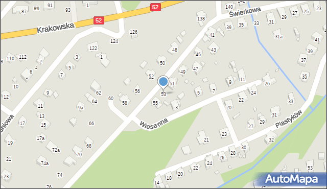 Bielsko-Biała, Świerkowa, 53, mapa Bielsko-Białej