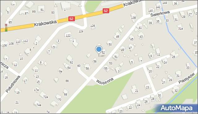 Bielsko-Biała, Świerkowa, 54, mapa Bielsko-Białej