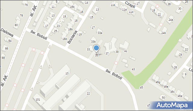 Bielsko-Biała, św. Boboli Andrzeja, 35, mapa Bielsko-Białej