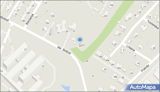 Bielsko-Biała, św. Boboli Andrzeja, 43, mapa Bielsko-Białej