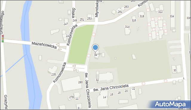 Bielsko-Biała, św. Jana Chrzciciela, 34, mapa Bielsko-Białej
