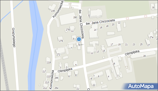 Bielsko-Biała, św. Jana Chrzciciela, 5, mapa Bielsko-Białej