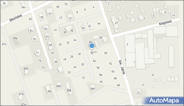 Bieniewice, św. Jana, 52, mapa Bieniewice