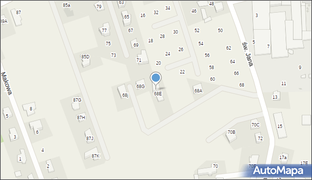 Bieniewice, św. Jana, 68F, mapa Bieniewice