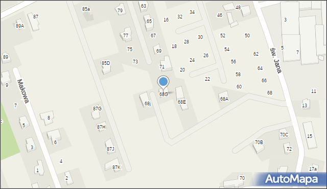 Bieniewice, św. Jana, 68G, mapa Bieniewice