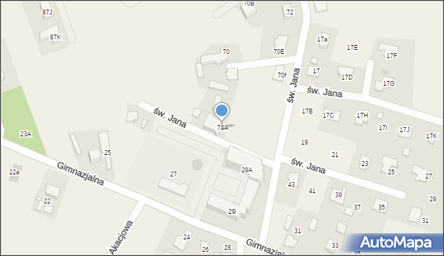 Bieniewice, św. Jana, 74A, mapa Bieniewice