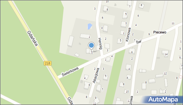 Bieszkowice, Świerkowa, 1, mapa Bieszkowice