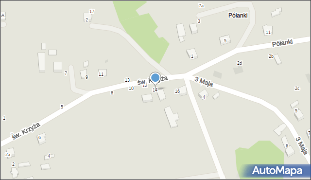 Bobowa, św. Krzyża, 14, mapa Bobowa