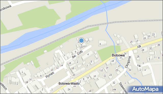 Bobowa, św. Zofii, 11, mapa Bobowa