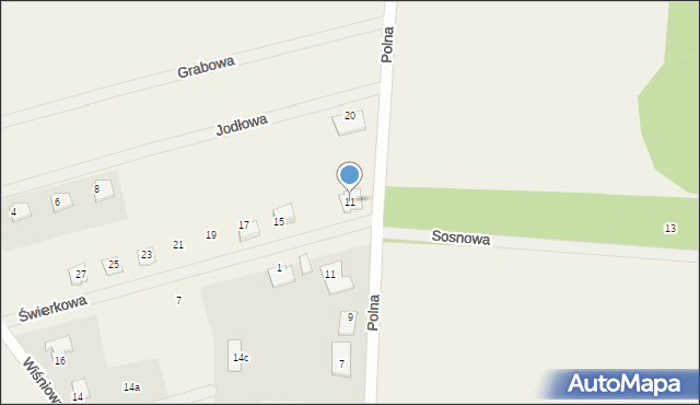 Bobrowniki, Świerkowa, 11, mapa Bobrowniki