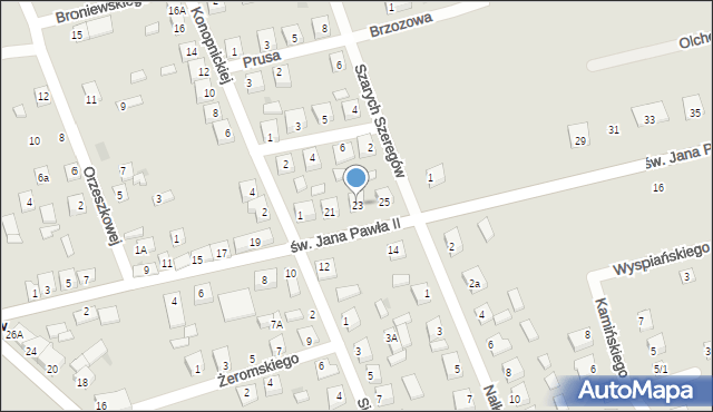 Bodzanów, św. Jana Pawła II, 23, mapa Bodzanów