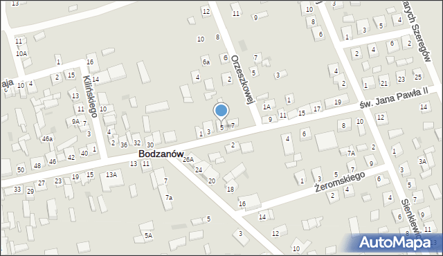 Bodzanów, św. Jana Pawła II, 5, mapa Bodzanów