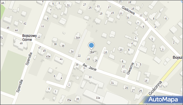 Bojszowy, św. Jana, 28A, mapa Bojszowy