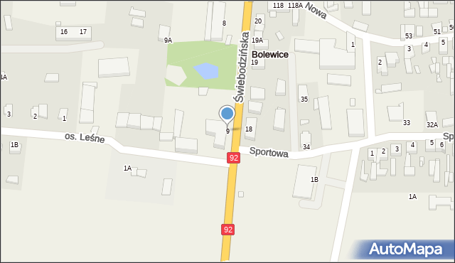 Bolewice, Świebodzińska, 9, mapa Bolewice