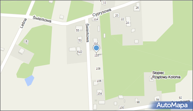 Borków, Świerkowa, 110, mapa Borków