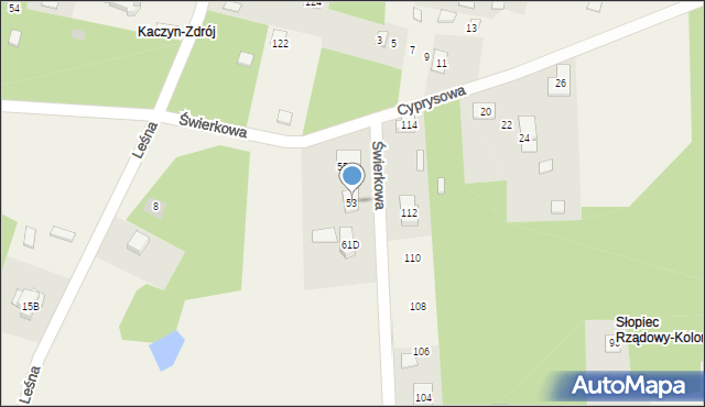 Borków, Świerkowa, 53, mapa Borków