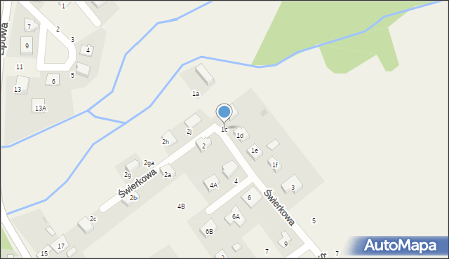 Borowa, Świerkowa, 1c, mapa Borowa