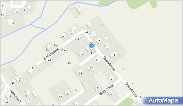 Borowa, Świerkowa, 4, mapa Borowa