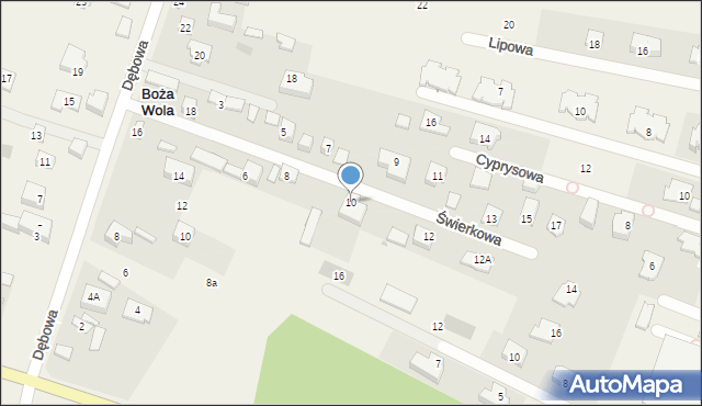 Boża Wola, Świerkowa, 10, mapa Boża Wola