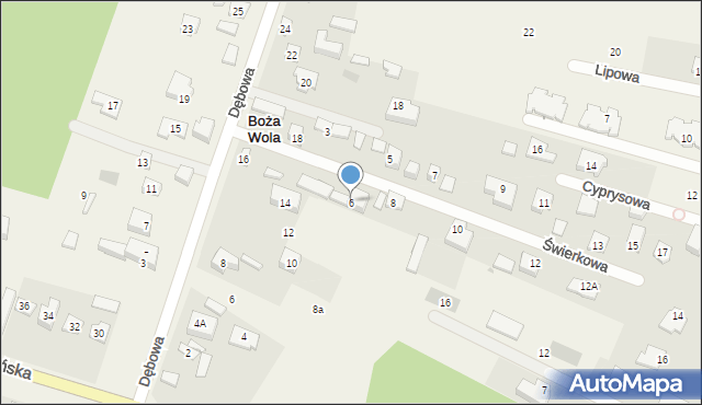 Boża Wola, Świerkowa, 6, mapa Boża Wola