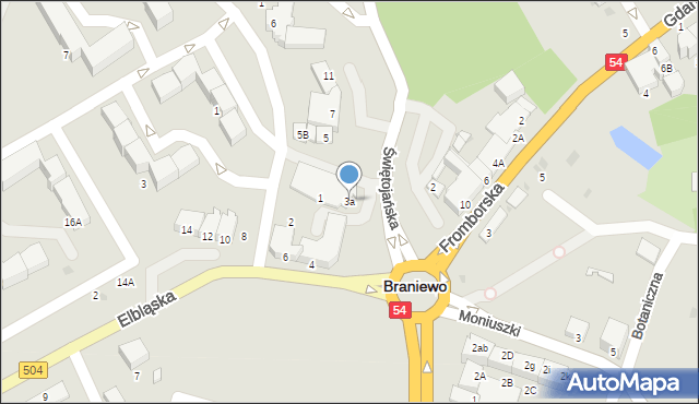Braniewo, Świętojańska, 3a, mapa Braniewo