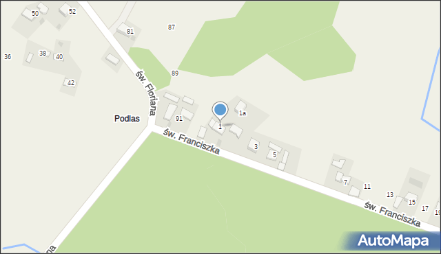 Brodła, św. Franciszka, 1, mapa Brodła
