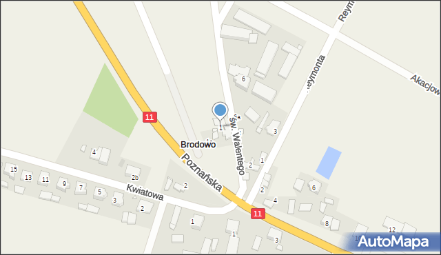 Brodowo, św. Walentego, 1, mapa Brodowo