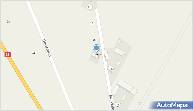 Brodowo, św. Walentego, 17, mapa Brodowo