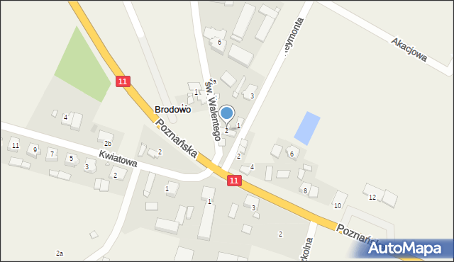 Brodowo, św. Walentego, 2, mapa Brodowo