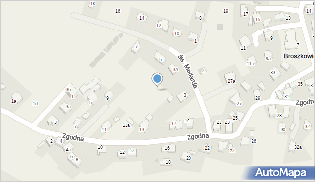 Broszkowice, św. Medarda, 3b, mapa Broszkowice