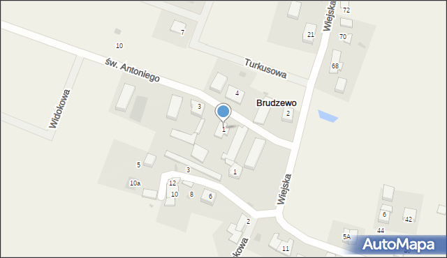 Brudzewo, św. Antoniego, 1, mapa Brudzewo