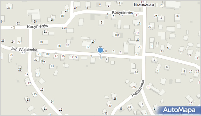 Brzeszcze, św. Wojciecha, 3, mapa Brzeszcze