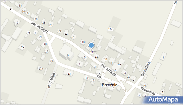 Brzeźnio, św. Idziego, 14, mapa Brzeźnio