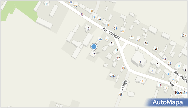 Brzeźnio, św. Idziego, 7a, mapa Brzeźnio