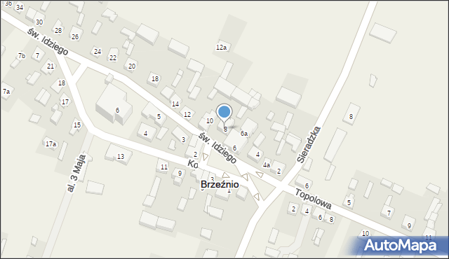 Brzeźnio, św. Idziego, 8, mapa Brzeźnio