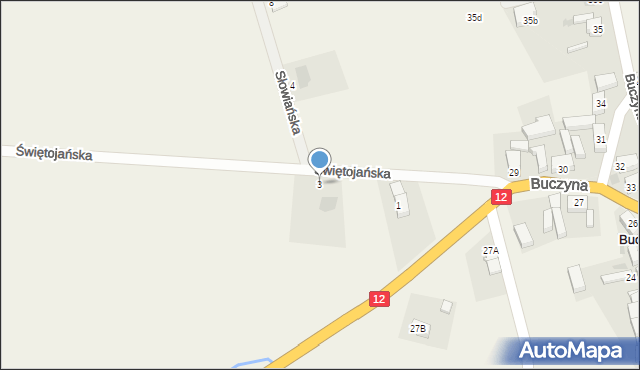 Buczyna, Świętojańska, 3, mapa Buczyna