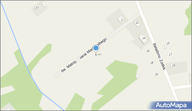 Budy Zosine, św. Maksymiliana Marii Kolbego, 5, mapa Budy Zosine