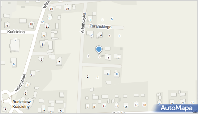 Budzisław Kościelny, św. Pustelników, 3, mapa Budzisław Kościelny